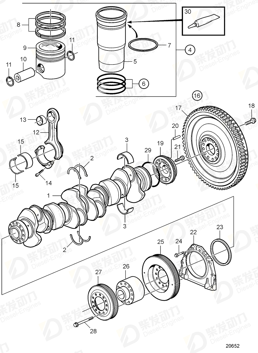 VOLVO Big end bearing kit 20867661 Drawing